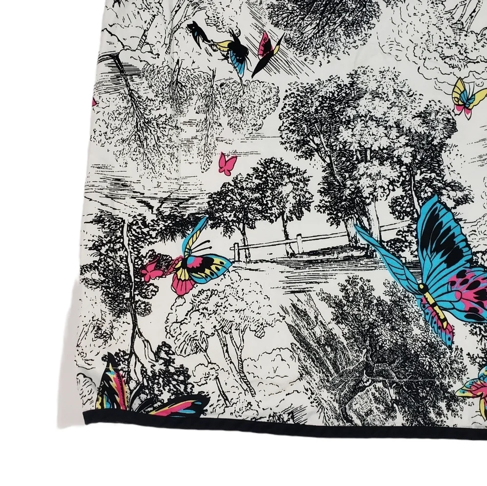 City Silk Stretch Pencil Mini Skirt Size 12 Colorful Butterfly Tree Print Cotton - Picture 3 of 11